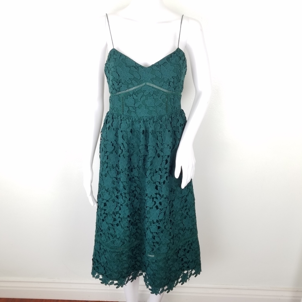 Club Monaco Green Lace Bolari Dress Size 2 - Picture 2 of 13